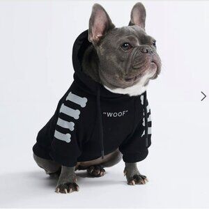 NWT "WOOF" Dog Hoodie - Black & Reflective 2XL